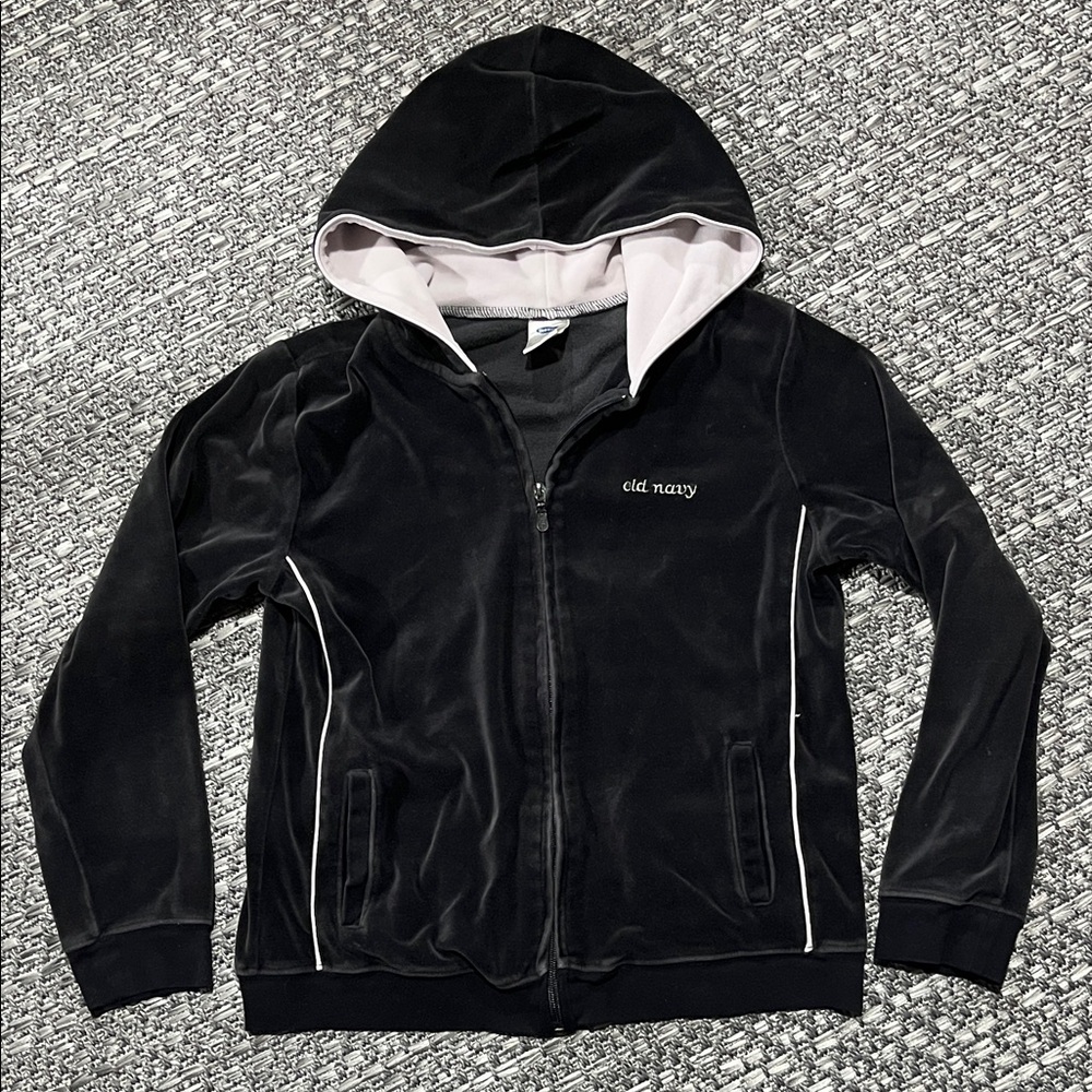 Old Navy | Black Velvet Zip-Up Jacket